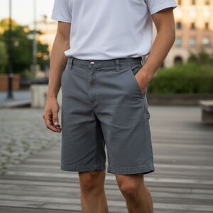 CARHARTT RELAXED FIT RUGGED FLEX GRAVEL GRAY CANVAS 10" SHORTS SIZE 42